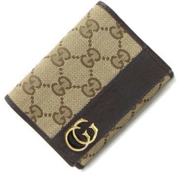 Gucci GG Marmont Business Case Beige Black Leather - Picture 1 of 4